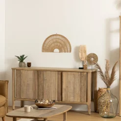 atmosphera Lienzos Y Cuadros Decorativos|Estilo Oriental>Abanico Decorativo Beige 60x35Cm