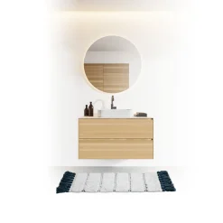 5five Alfombras De Baño>Alfombra de Baño Azul Petróleo Con Pompones 50x75c