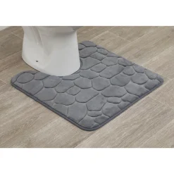 Alfombras De Baño>Alfombra de baño gris oscuro con contorno