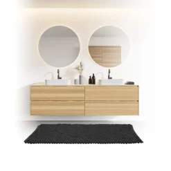 5five Alfombras De Baño>Alfombra De Baño Gruesa Negra 50x120Cm