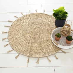 atmosphera Alfombras Decorativas>Alfombra LUREX COSY beige de yute 80cm