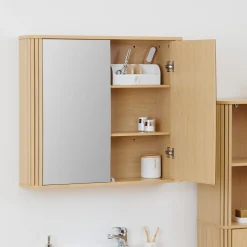 5five Muebles Con Lavabo Y Auxiliares>Armario con espejo doble LIORA marrón