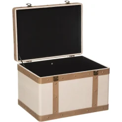 atmosphera Cestas Y Baúles|Estilo Étnico>Baúl Mdf Y Lino 50.5x37x35Cm