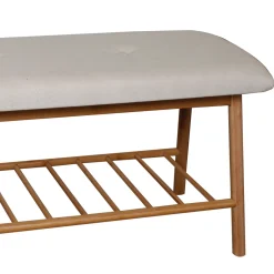 5five Zapateros>Banco gris con zapatero de bambú