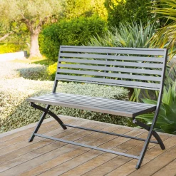 hespéride Sillas Y Pufs De Jardín>Banco plegable OLBIA gris graphite de metal