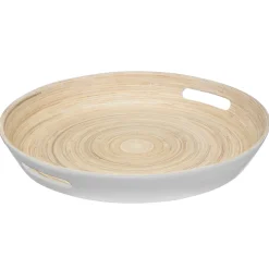 secret d'gourmet Encimera Y Lavavajillas>Bandeja Blanca Redonda De Bambú 42Cm