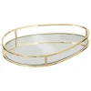 Accesorios|Estilo Contemporaneo>Bandeja de metal y vidrio dorado LILY