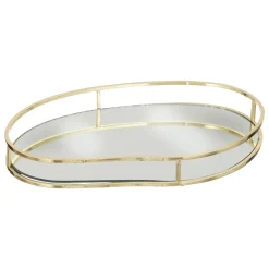 Accesorios|Estilo Contemporaneo>Bandeja de metal y vidrio dorado LILY