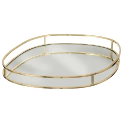 Accesorios|Estilo Contemporaneo>Bandeja de metal y vidrio dorado LILY
