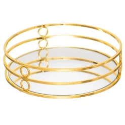 atmosphera Accesorios|Estilo Contemporaneo>Bandeja espejada dorada metálica FEEL 4x20cm