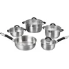 secret d'gourmet Cazuelas, Sartenes Y Hervidores>Batería Cocina 5 Pzas Inox +Tapa Vidrio