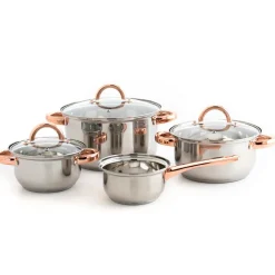 Cazuelas, Sartenes Y Hervidores>Batería Cocina 4 Pzas Inox C/Asas Bronce