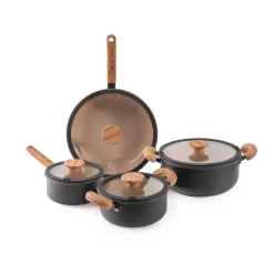 Cazuelas, Sartenes Y Hervidores>Bateria De Cocina 4 Piezas Farm Negra