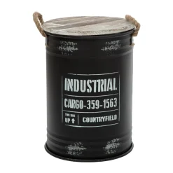 atmosphera Accesorios|Estilo Industrial>Bote Metálico C/Tapa Tam.2/3 46.5Cm