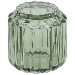 5five Accesorios De Lavabo>Bote para algodón FLOREA verde de vidrio