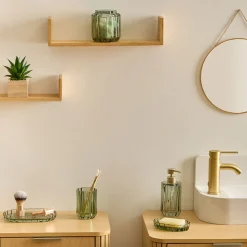 5five Accesorios De Lavabo>Bote para algodón FLOREA verde de vidrio