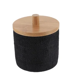 Accesorios De Lavabo>Bote para algodones con efecto malla negro