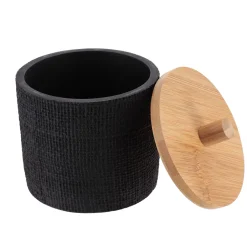 Accesorios De Lavabo>Bote para algodones con efecto malla negro