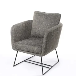 Sillas, Sillones Y Bancos|Estilo Rústico>Butaca TIM gris con patas metálicas negras