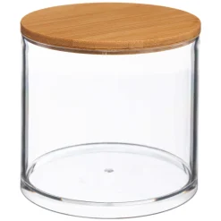 5five Accesorios De Lavabo>Caja Acrílica C/Tapa De Bambú P/Algodones