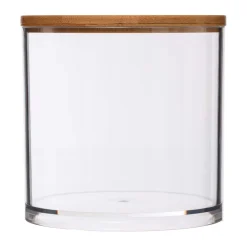 5five Accesorios De Lavabo>Caja Acrílica C/Tapa De Bambú P/Algodones