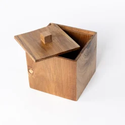 Accesorios De Lavabo>Caja de algodón de madera de acacia