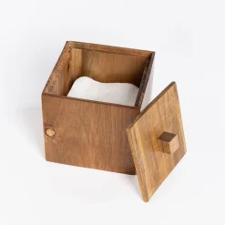 Accesorios De Lavabo>Caja de algodón de madera de acacia