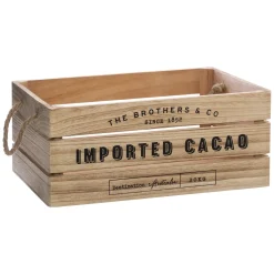 atmosphera Accesorios|Estilo Rústico>Caja De Madera Beige 35.2x25.1x15Cm