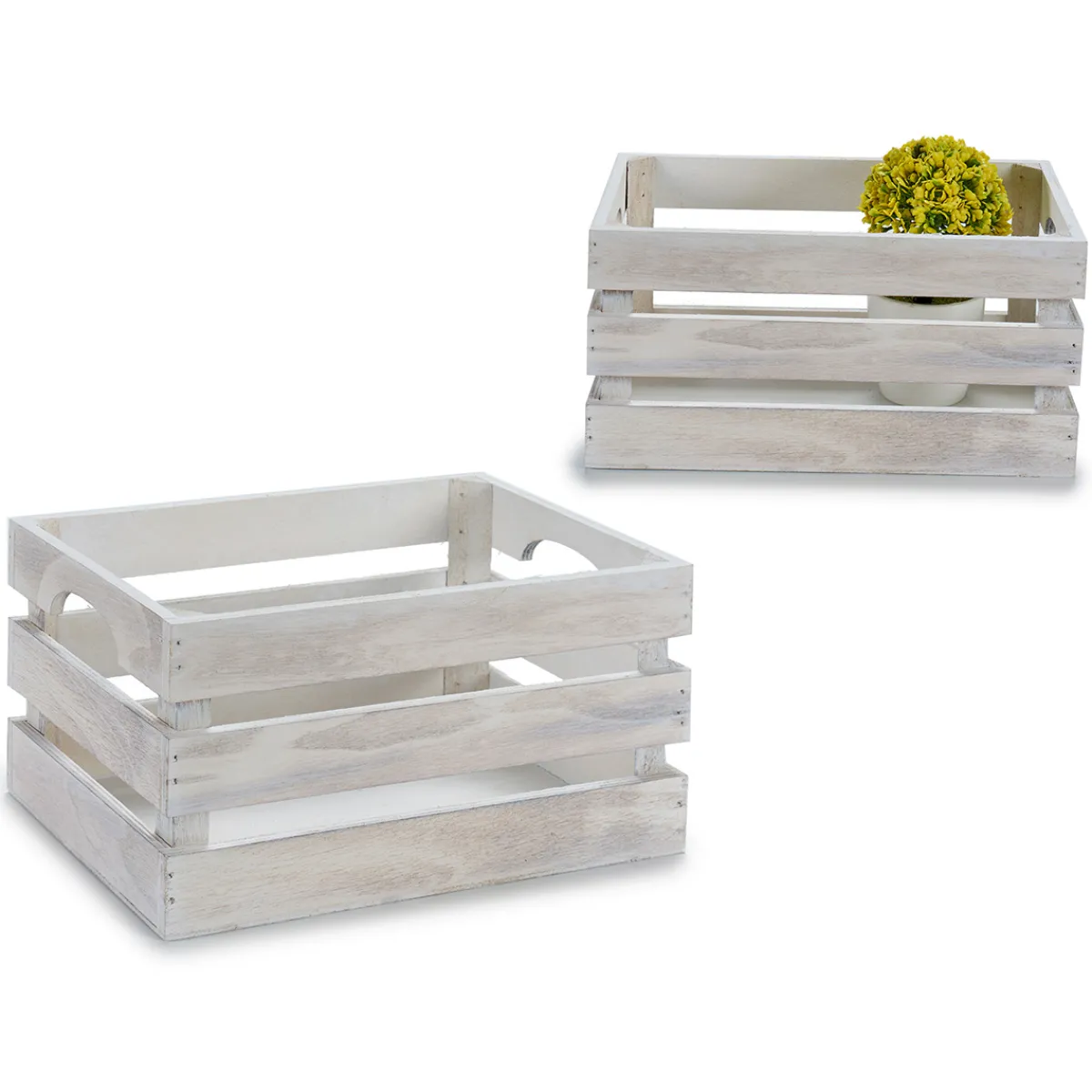 Cestas De Almacenamiento>Caja De Madera Blanca 26x16x13Cm