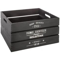 atmosphera Cestas Y Baúles|Estilo Industrial>Caja De Madera Factory Negra 40x30x22Cm