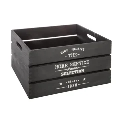 Cestas Y Baúles|Estilo Industrial>Caja De Madera Factory Negra 34x24x18Cm
