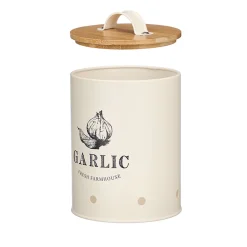 Cajas Y Frascos>Caja para ajos crema metálica con tapa de bambú