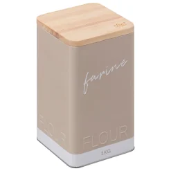 5five Cajas Y Frascos>Caja Para Harina Metálica Beige