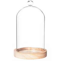 atmosphera Accesorios>Campanilla Vidrio Base Madera 19x11Cm