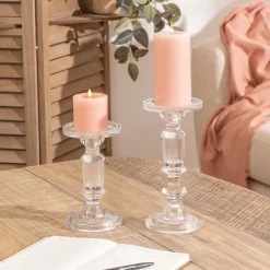 atmosphera Portavelas Y Candelabros>Candelabro De Vidrio 11.4x19Cm