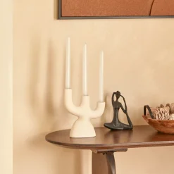 atmosphera Portavelas Y Candelabros>Candelabro WONJA blanco 20cm