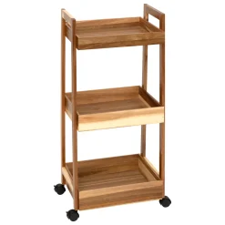 5five Carros De Soporte>Carr de cocina de madera de acacia con 3 niveles