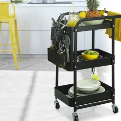 5five Carros De Soporte>Carrito Auxiliar Metálico Negro