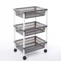 Carros De Soporte>Carrito con 3 cestas gris
