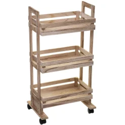 Carros De Soporte>Carro De Almacenaje De Madera C/Ruedas