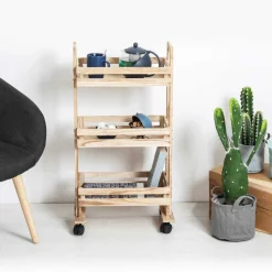 Carros De Soporte>Carro De Almacenaje De Madera C/Ruedas