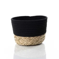 Cestas De Almacenamiento>Cesta baño negro natural 20x25cm