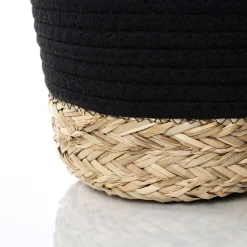 Cestas De Almacenamiento>Cesta baño negro natural 20x25cm