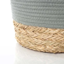 Cestas De Almacenamiento>Cesta baño verde caqui y natural 25x32cm