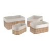 5five Cestas De Almacenamiento>Cesta De Bambú Forrada C/Tela Tam.3/4