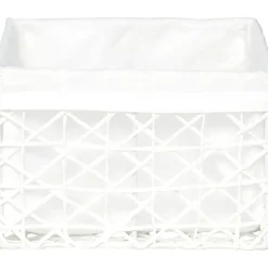 Cestas De Almacenamiento>Cesta de baño blanca forrada con tejido 18x21cm