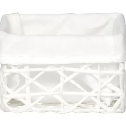 Cestas De Almacenamiento>Cesta de baño blanca forrada con tejido