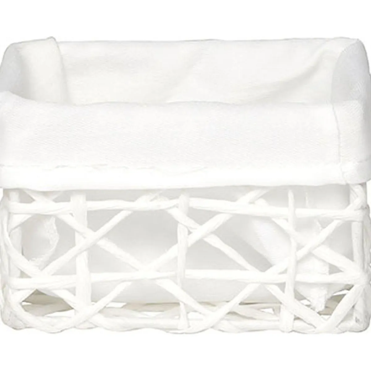 Cestas De Almacenamiento>Cesta de baño blanca forrada con tejido