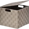 Cestas De Almacenamiento>Cesta de baño gris pardo con tapa 24x24cm