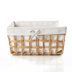 Cestas De Almacenamiento>Cesta de baño natural y lino 35X28X17cm